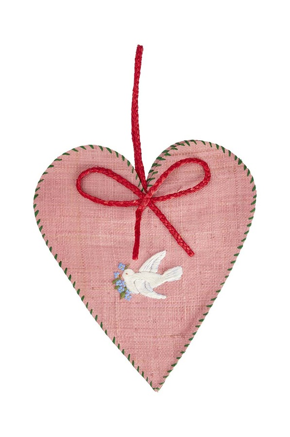 Новорічна прикраса Rice Large Heart Raffia Christmas