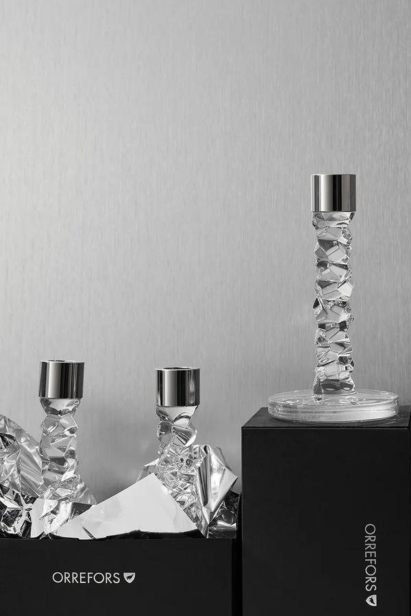Декоративний свічник Orrefors Carat 24,2 cm 2-pack колір сірий фото 2