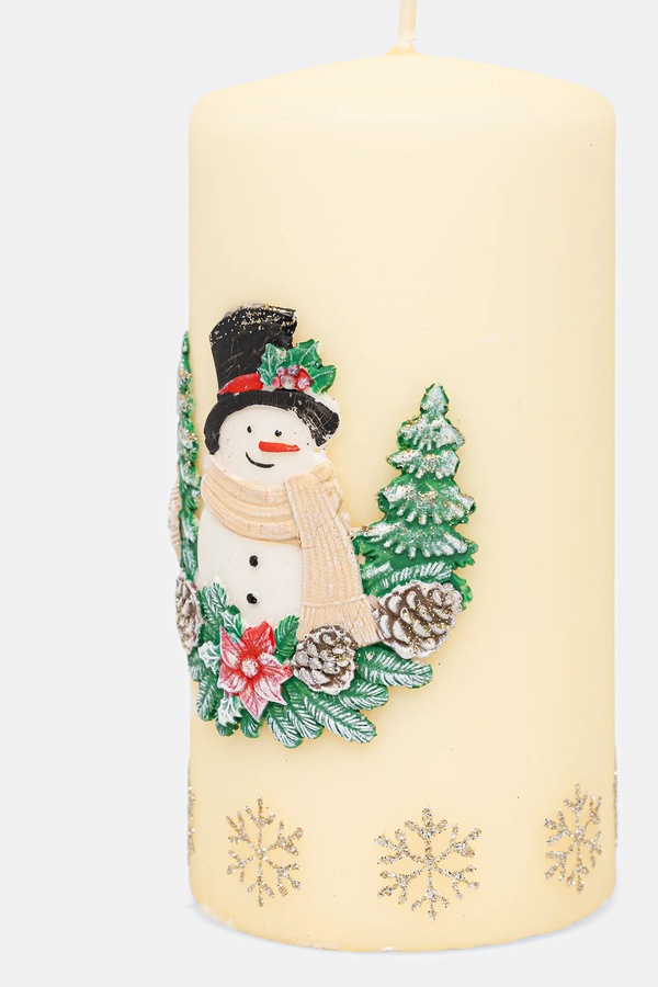 Свічка декоративна Affek Design 7 x 7 x 14 cm колір бежевий фото 2