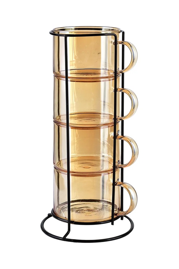 Набор чашек с подставкой Affek Design Peter Honey 350 ml 4-pack цвет оранжевый