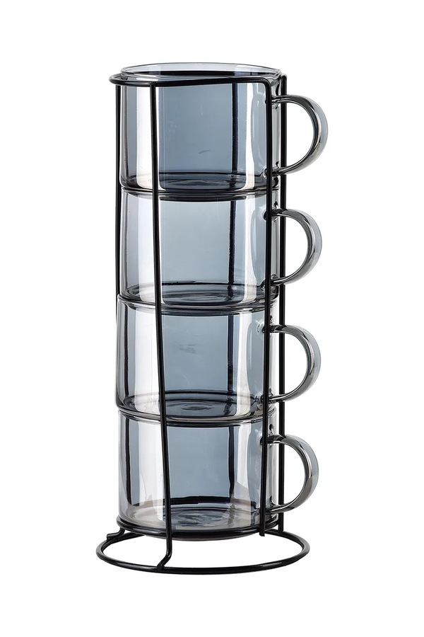 Набір чашок з підставкою Affek Design Peter Grey 350 ml 4-pack колір сірий
