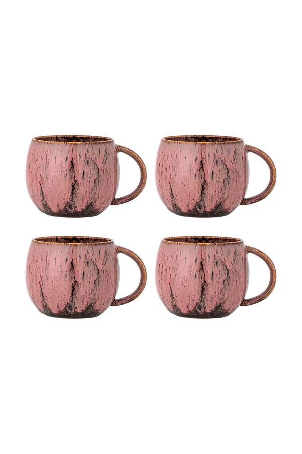 Набір чашок Bloomingville Rayen 390 ml 4-pack колір рожевий