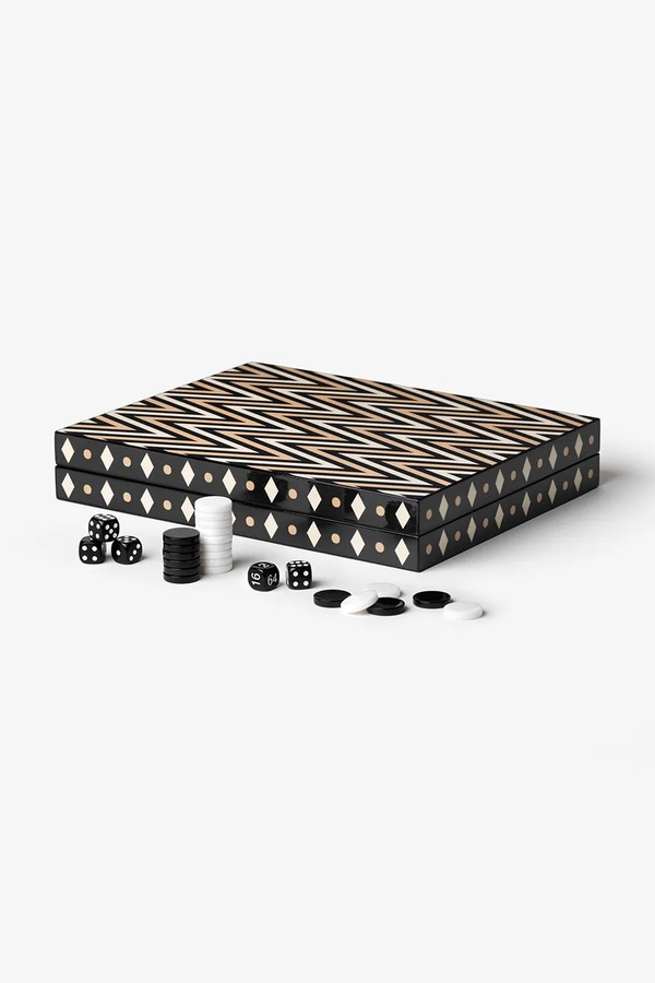 Настільна гра Printworks Lacquered Backgammon 24 x 31 cm колір чорний фото 4
