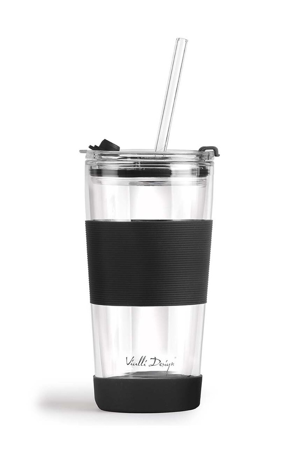 Термокружка з соломинкою Vialli Design Fuori 600 ml колір чорний