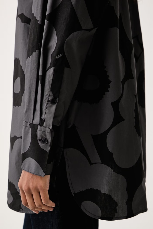 Сорочка жіноча бавовняна Marimekko колір чорний фото 4