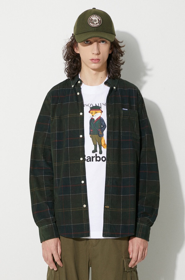 Вельветовая рубашка Barbour Blair Tailored Shirt цвет зеленый