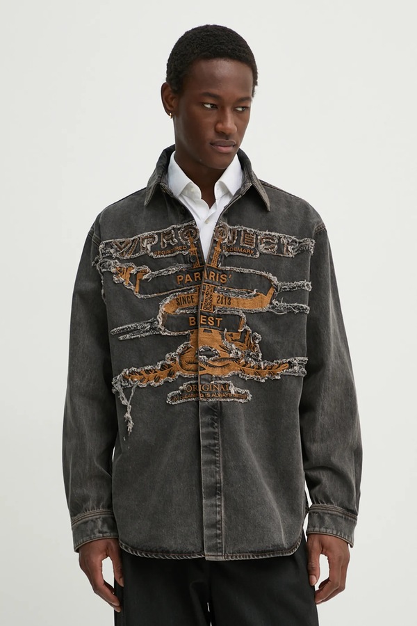 Джинсова сорочка Y/Project EVERGREEN PARIS' BEST PATCH DENIM SHIRT колір сірий
