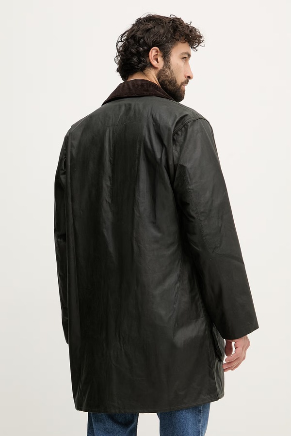 Довга куртка чоловіча бавовняна Barbour колір зелений фото 2