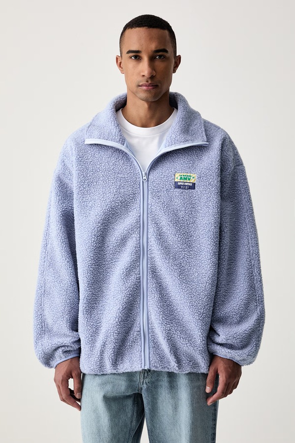 Кофта на застежке мужская флисовая American Vintage цвет голубой