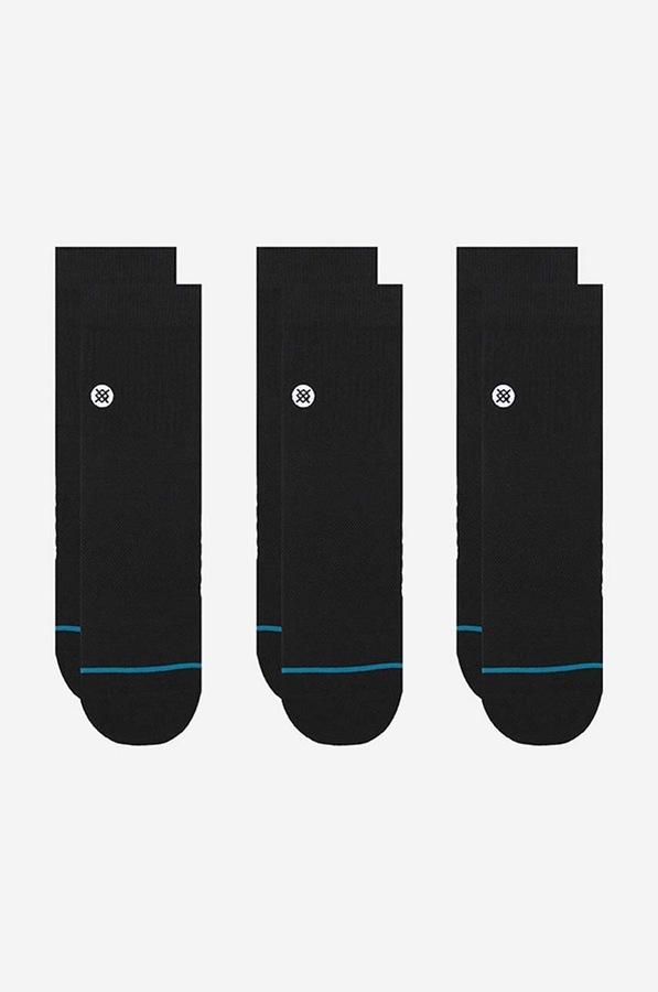 Шкарпетки Stance Icon Quarter 3-pack колір чорний