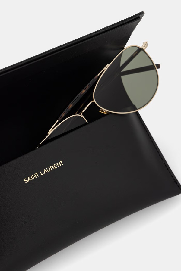 Солнцезащитные очки авиаторы мужские Saint Laurent цвет золотой фото 2