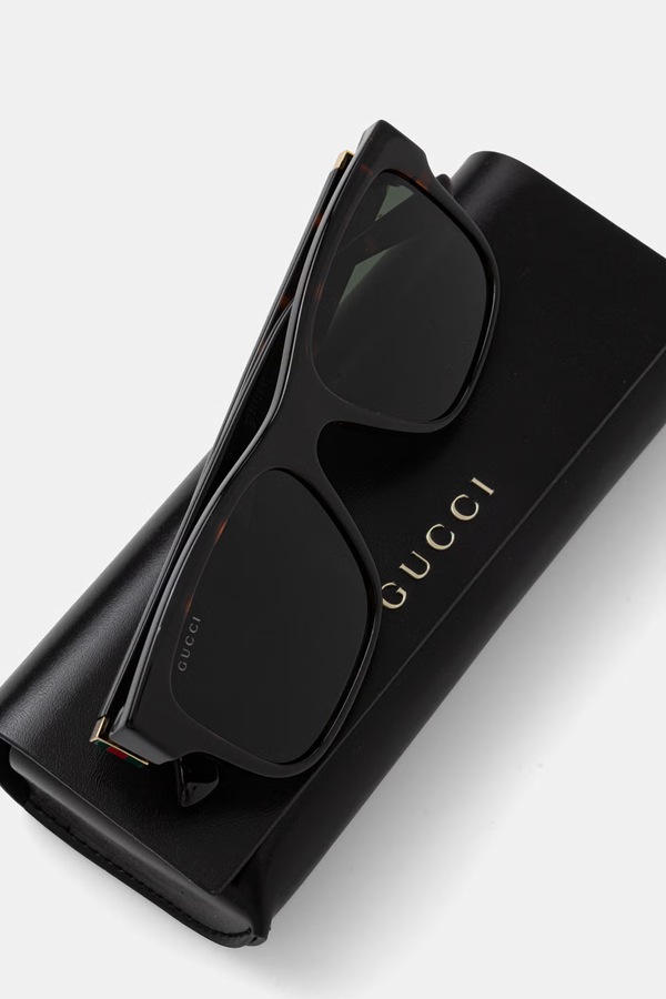 Квадратні сонцезахисні окуляри чоловічі Gucci колір коричневий фото 3