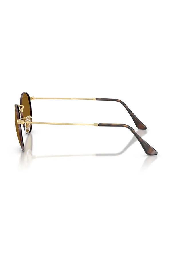 Солнцезащитные очки Ray-Ban ROUND METAL цвет коричневый фото 2