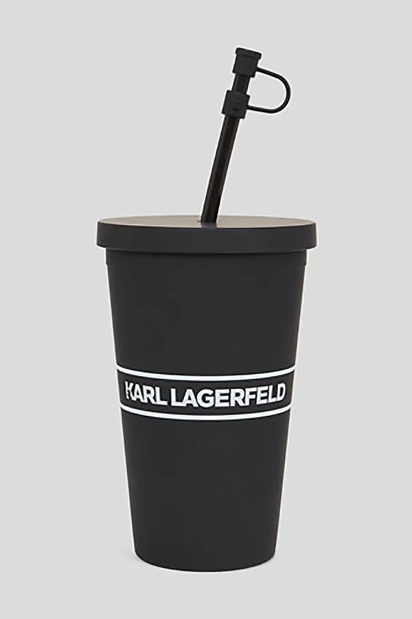 Пляшка з трубочкою Karl Lagerfeld Essential To Go колір чорний фото 2