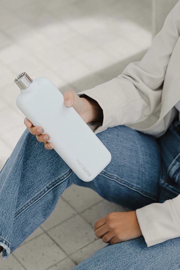 Пляшка для води memobottle Stainless Steel Slim 600 ml колір білий фото 2