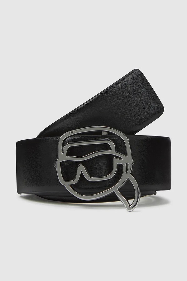 Двосторонній шкіряний ремінь Karl Lagerfeld IKON колір бежевий