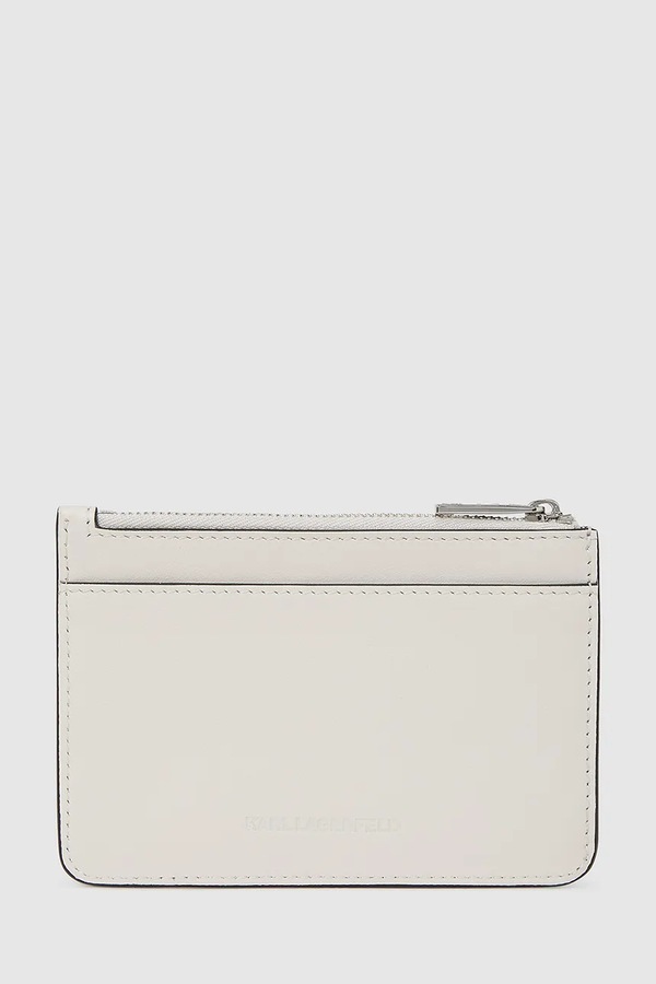 Шкіряний гаманець Karl Lagerfeld IKON колір бежевий