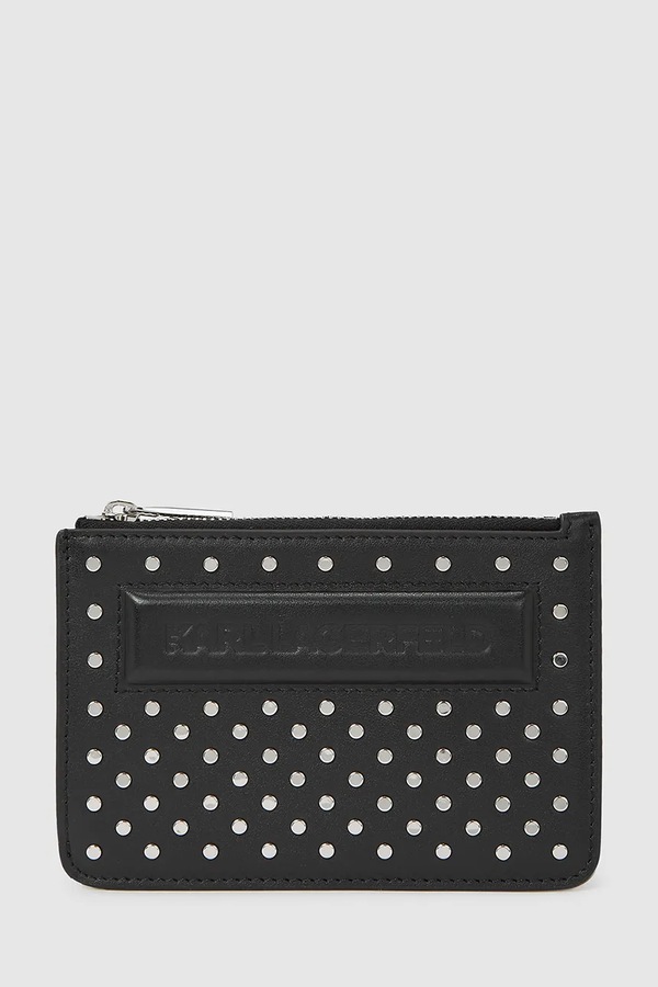 Шкіряний гаманець Karl Lagerfeld IKON колір чорний