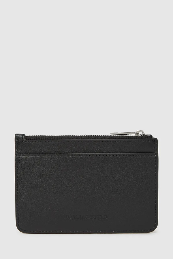 Шкіряний гаманець Karl Lagerfeld IKON колір чорний