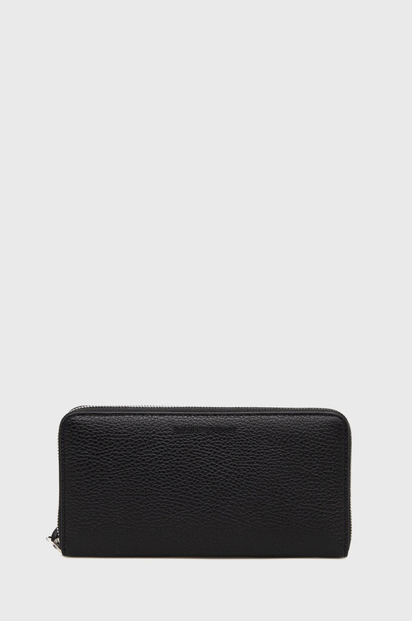 Шкіряний гаманець Emporio Armani колір чорний