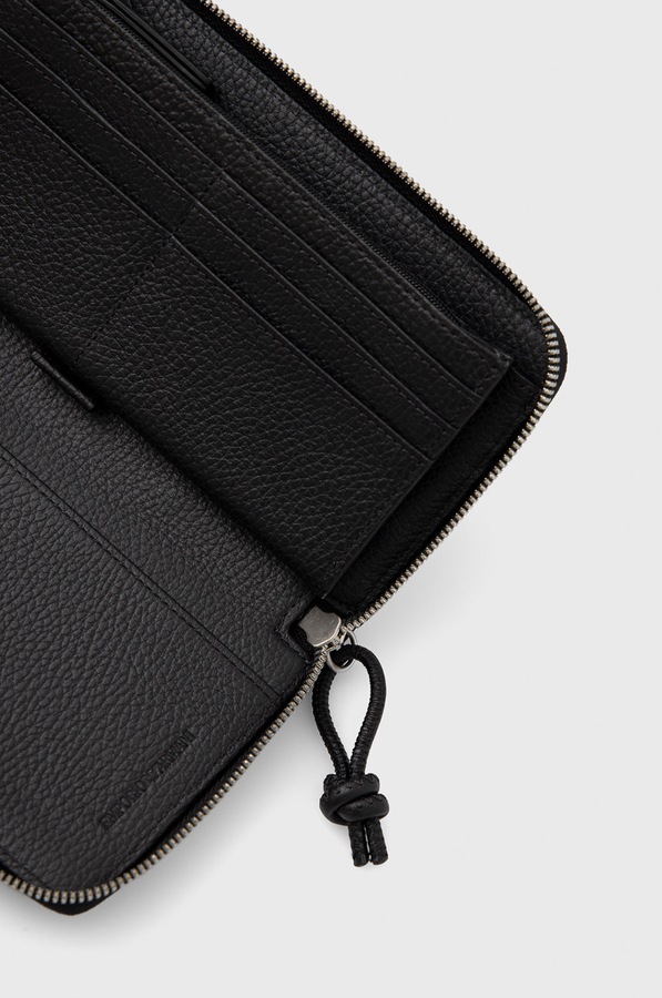 Шкіряний гаманець Emporio Armani колір чорний фото 2