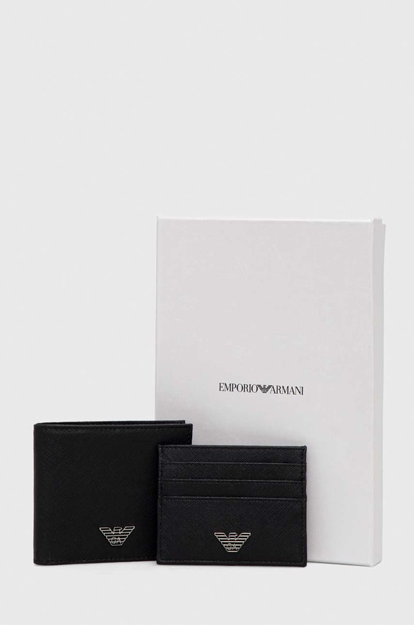 Гаманець та чохол для карток Emporio Armani колір чорний фото 4