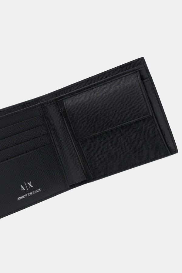 Шкіряний гаманець Armani Exchange колір чорний фото 4