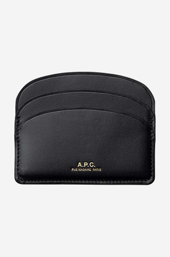 Шкіряний чохол на банківські карти A.P.C. колір чорний