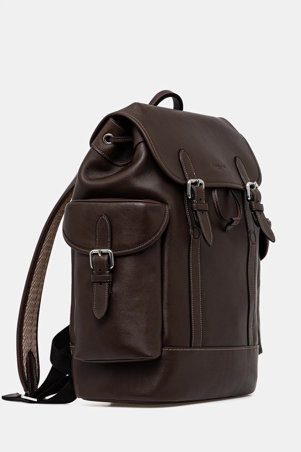 Кожаный рюкзак Coach цвет коричневый
