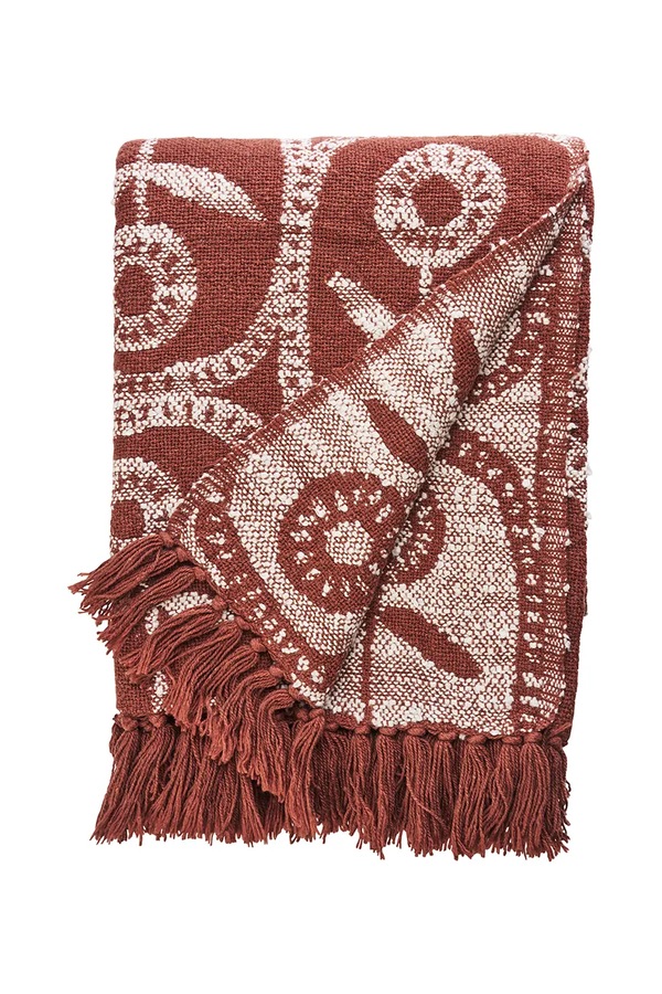 Бавовняне покривало Madam Stoltz 125 x 175 cm колір червоний