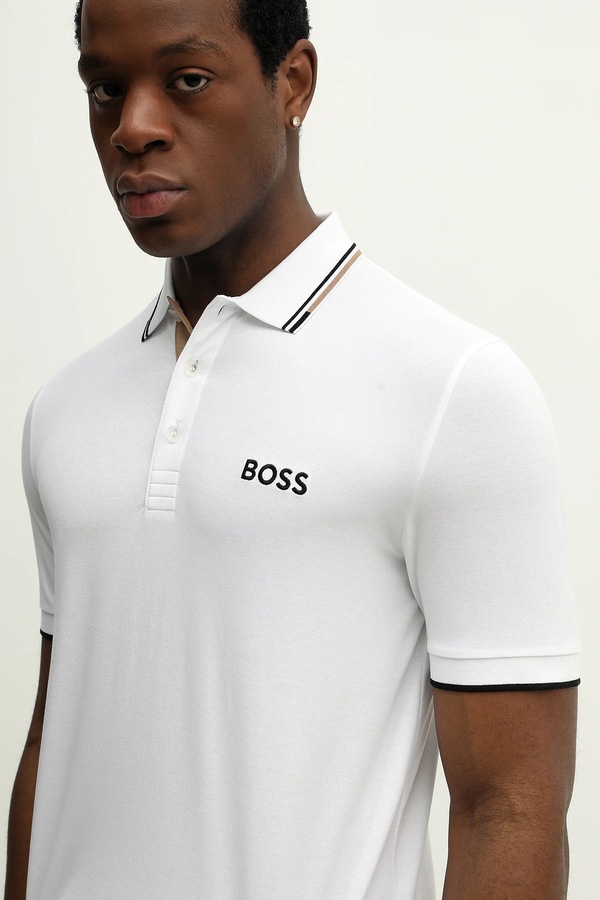 Поло чоловіче BOSS Green Paddy Pro колір білий фото 4
