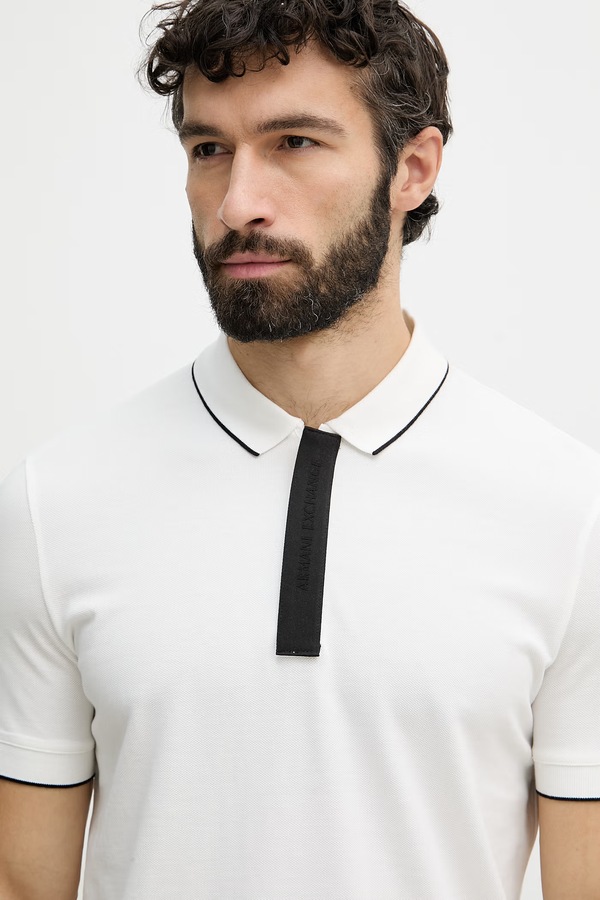 Поло чоловіче бавовняне Armani Exchange колір білий фото 4