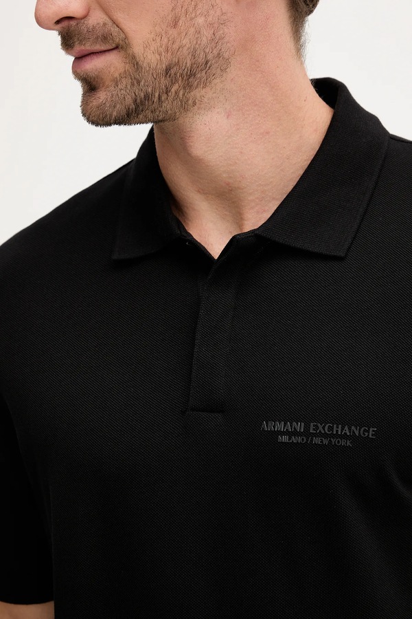Поло чоловіче бавовняне Armani Exchange колір чорний фото 4