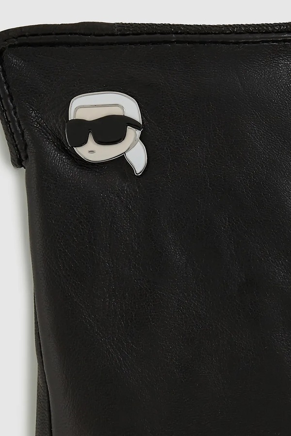 Шкіряні рукавички Karl Lagerfeld IKON колір чорний фото 2