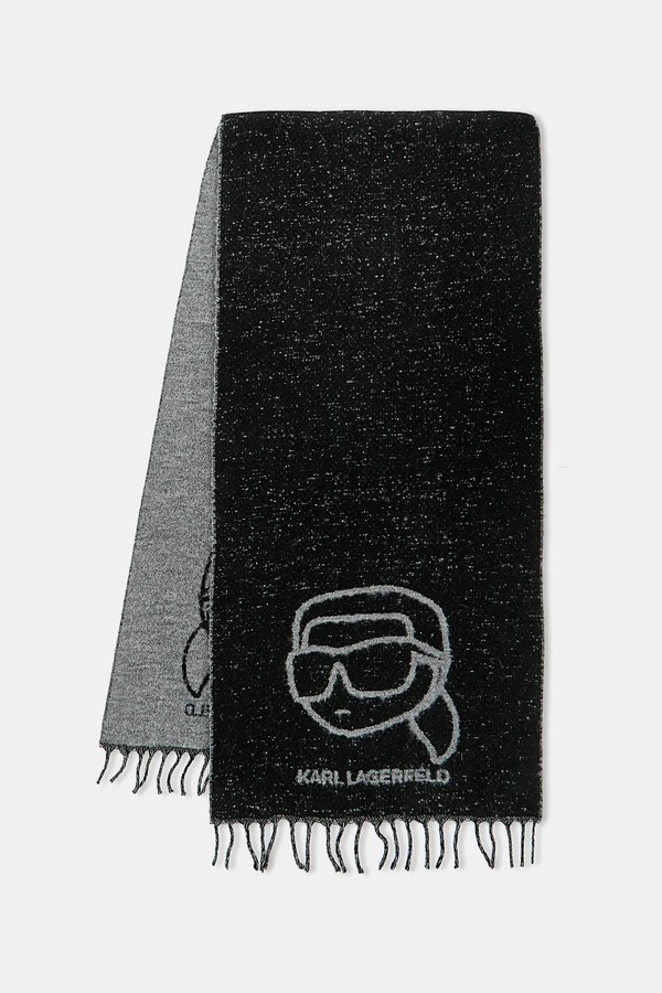 Шарф з додаванням вовни Karl Lagerfeld IKON колір чорний