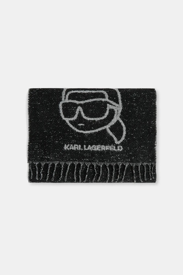 Шарф з додаванням вовни Karl Lagerfeld IKON колір чорний