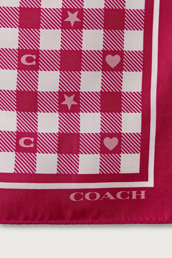 Хустка на шию жіноча шовкова Coach колір рожевий