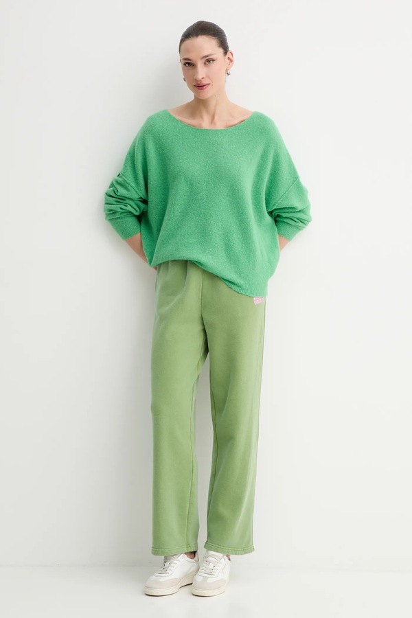 Светр жіночий з додаванням вовни American Vintage PULL ML COL BATEAU колір зелений