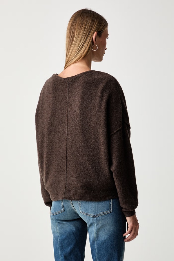 Свитер женский из добавлением шерсти American Vintage PULL ML COL BATEAU цвет коричневый фото 2