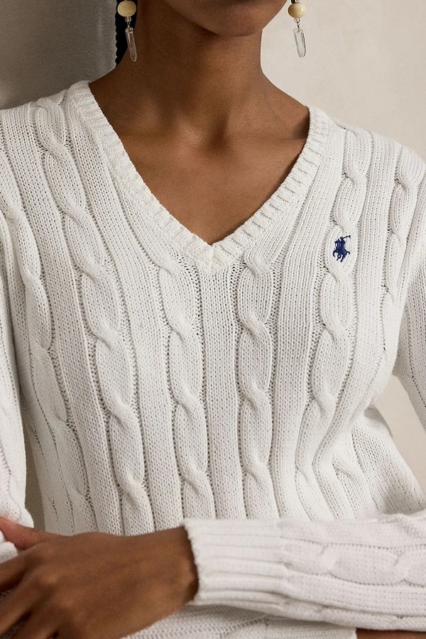 Светр жіночий бавовняний Polo Ralph Lauren колір білий фото 4
