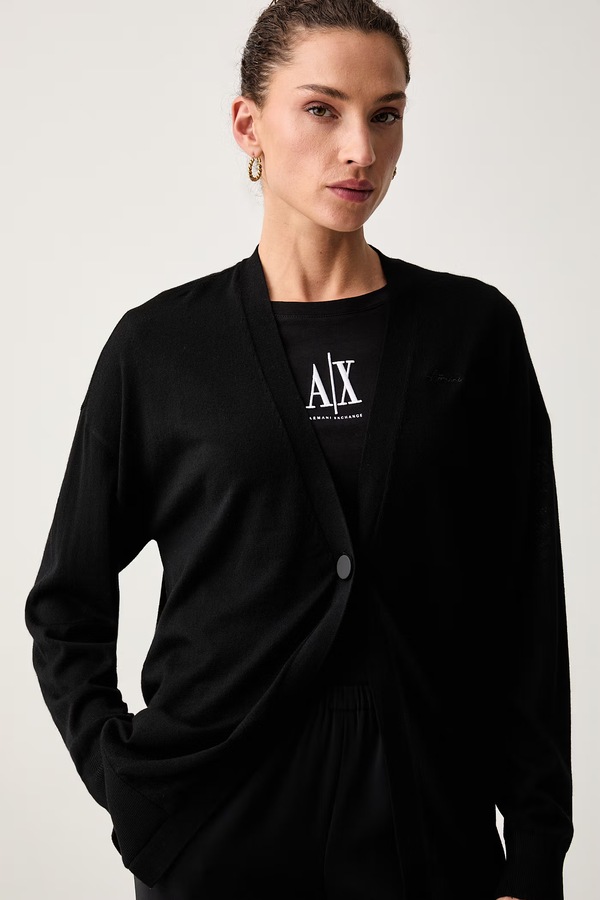 Кардиган жіночий вовняний Armani Exchange колір чорний фото 4