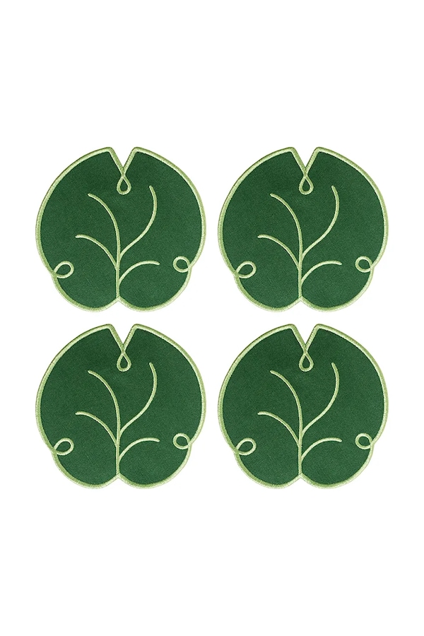 Набір підставок для склянок Octaevo Lily 14 x 14 cm 4-pack колір зелений