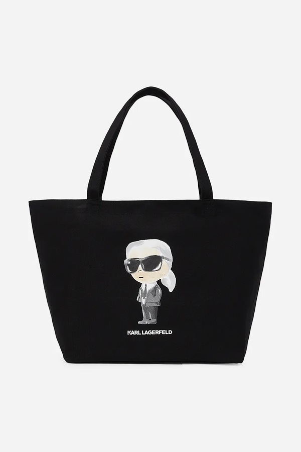 Хлопковая сумка Karl Lagerfeld IKON цвет черный