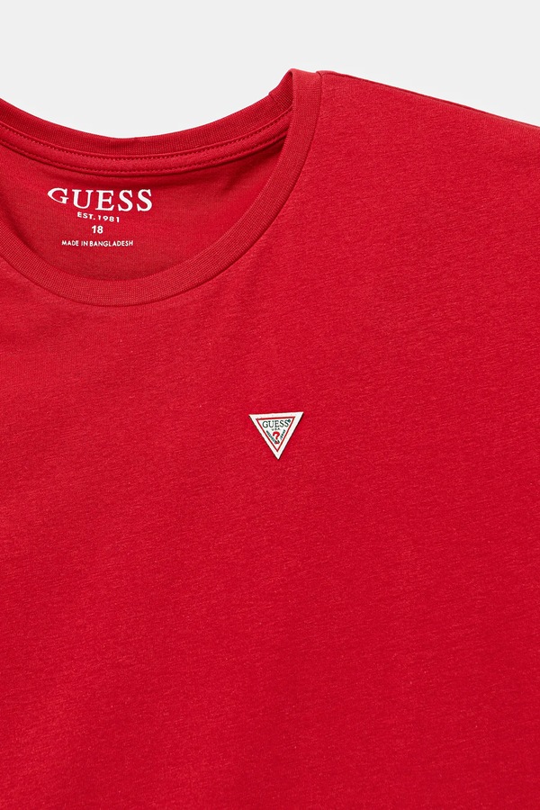 Детская хлопковая футболка Guess цвет красный фото 2