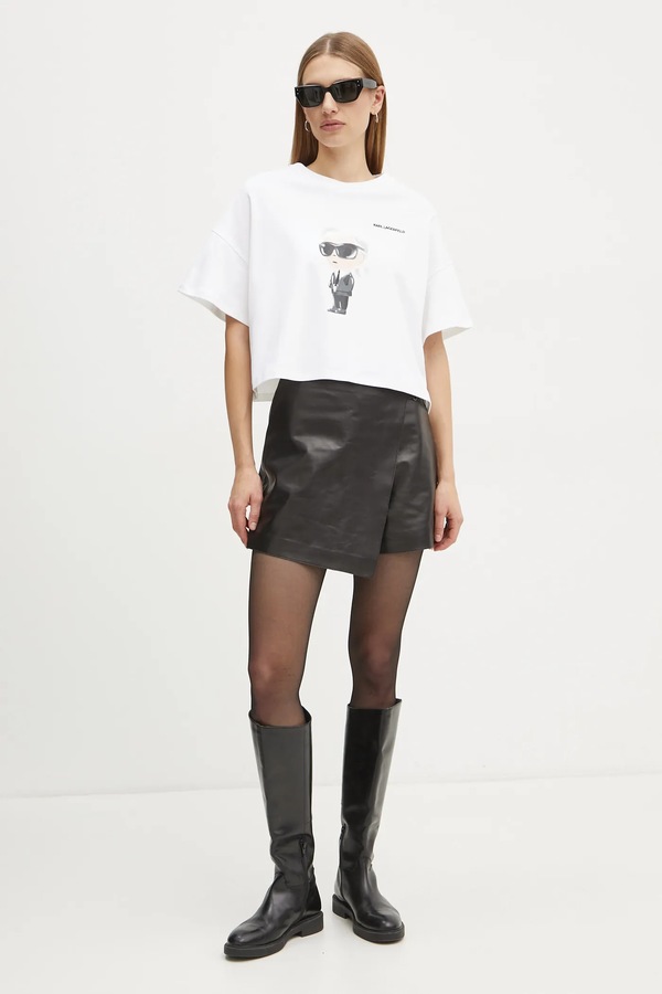Бавовняна футболка Karl Lagerfeld IKON колір бежевий