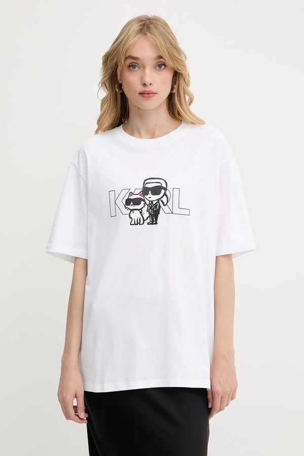 Бавовняна футболка Karl Lagerfeld IKON колір білий