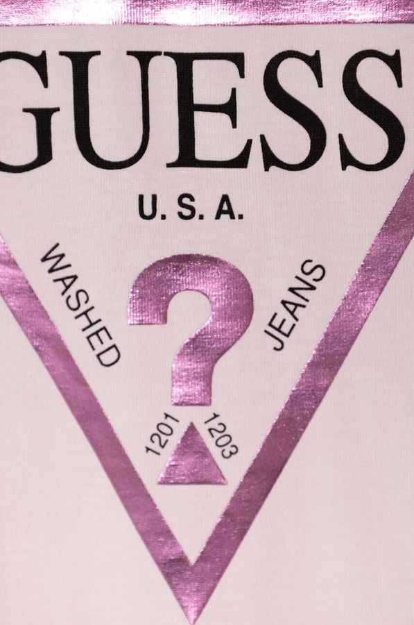 Дитяча бавовняна футболка Guess колір рожевий фото 2