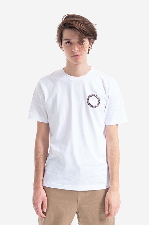 Бавовняна футболка Norse Projects Johannes BMC Logo Print колір білий