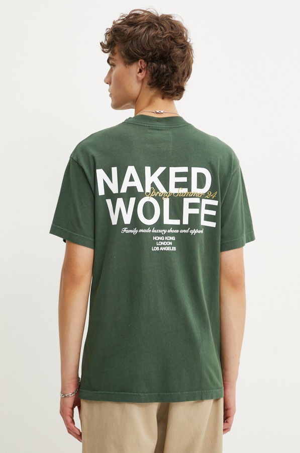 Бавовняна футболка Naked Wolfe колір зелений фото 3