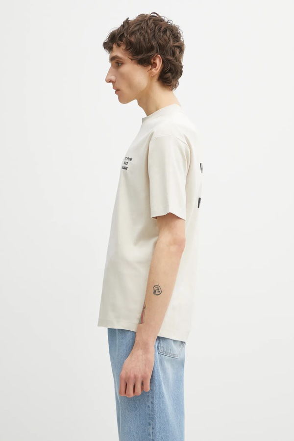 Хлопковая футболка Drôle de Monsieur Le T-Shirt Slogan цвет бежевый